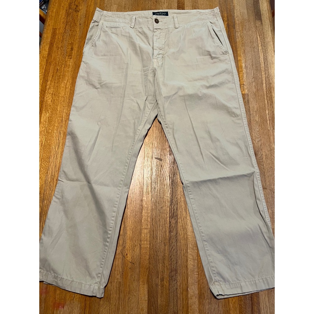 American Eagle Men 36x30 Khaki Tan Relaxed Straight Leg Chino Cotton Twill Pants